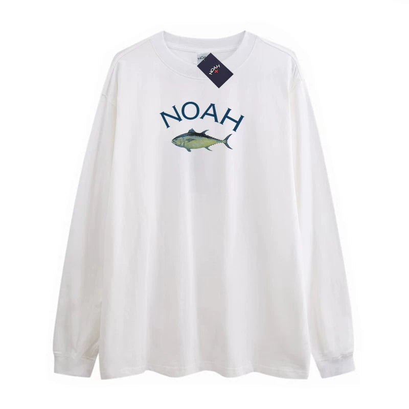 NOAH BWCJ Tuna Autumn American Trendy Brand Pure Cotton Loose Couple Long Sleeve T-shirt Base Shirt for Men and Women