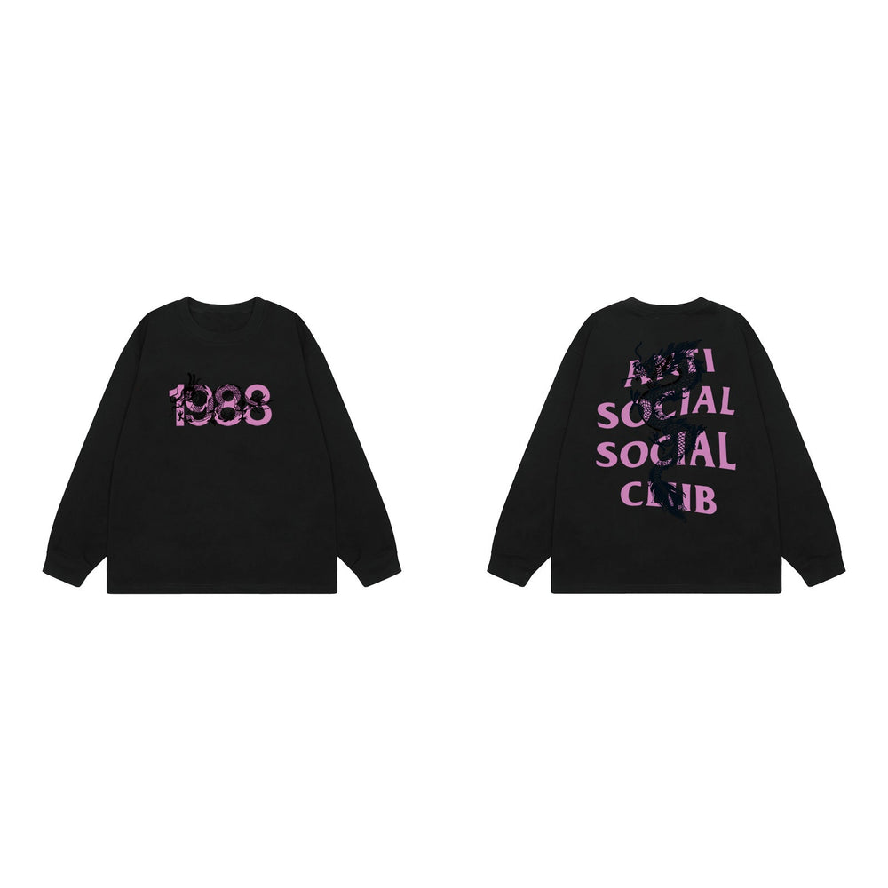 Anti Social Social Club Dragon Pink Logo Long Sleeve T-Shirt - Black