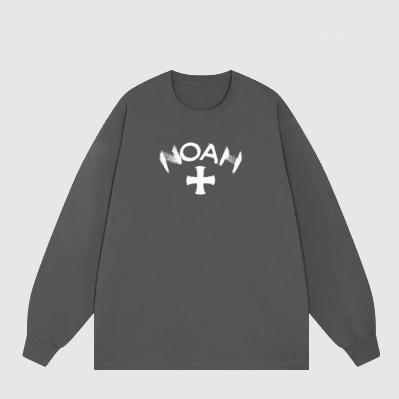 NOAH Phantom Printed Long Sleeve T-shirt for Men and Women, Spring and Autumn American High Street Retro Casual T-shirt