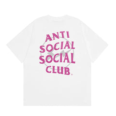Anti Social Social Club Pink Lightning Circle Logo T-Shirt - White