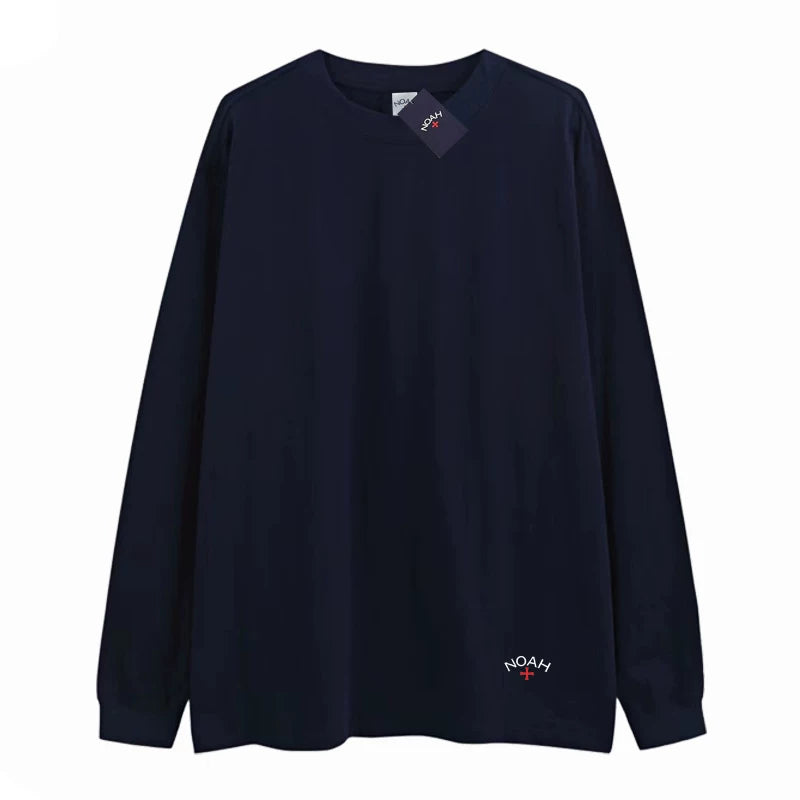 NOAH BWCJ niche American fashion brand top small label cross pure cotton couple's base long sleeved T-shirt for men and women