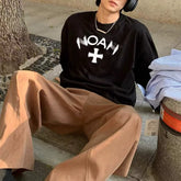 24 new NOAH letter printed long sleeved T-shirt men's black American trend loose casual white couple top