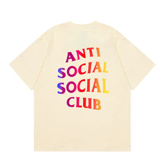 Anti Social Social Club Gradient Rainbow Logo T-Shirt - Cream