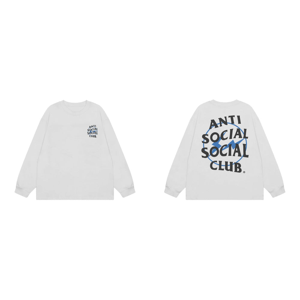 Anti Social Social Club Blue Circle Logo Long Sleeve T-Shirt - White