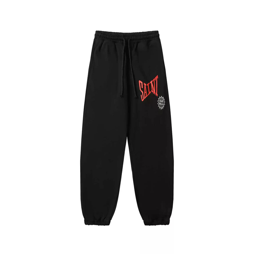 Saint Michael Red Script Logo Sweatpants - Black