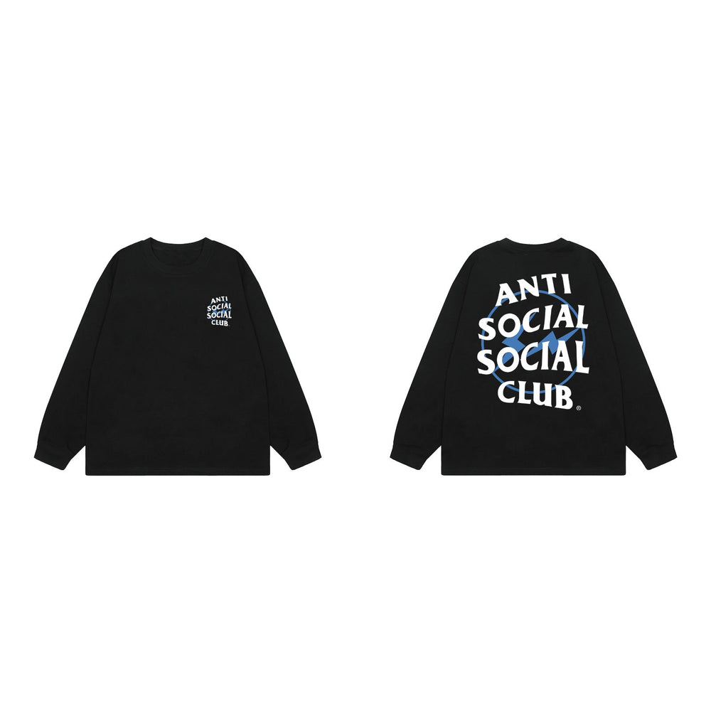 Anti Social Social Club Blue Circle Logo Long Sleeve T-Shirt - Black