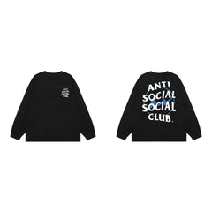 Anti Social Social Club Blue Circle Logo Long Sleeve T-Shirt - Black