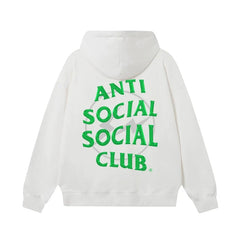 Anti Social Social Club Green Lightning Circle Logo Hoodie - White