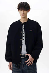 NOAH MARS American casual trendy brand small logo embroidered cross short wide cardigan sweatshirt, high-end jacket for men