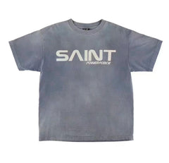 Saint Michael "SAINT POWERFORCE" Vintage T-Shirt - Grey-Blue