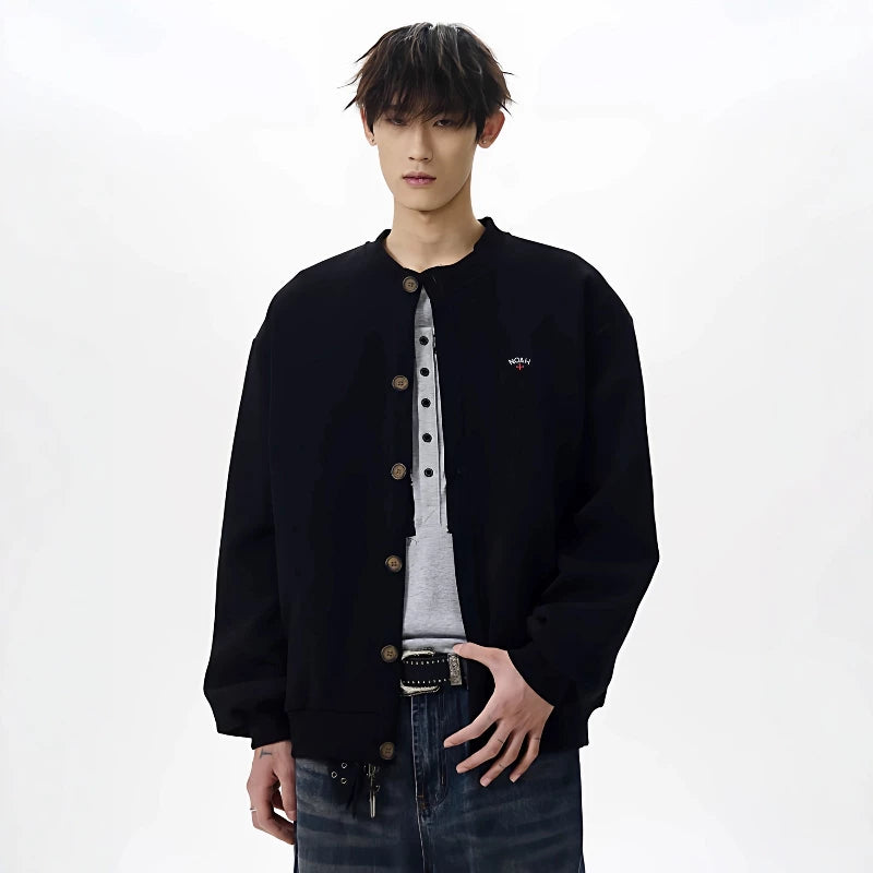 NOAH MARS American casual trendy brand small logo embroidered cross short wide cardigan sweatshirt, high-end jacket for men