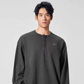 NOAH MARS niche trendy brand 3M reflective cross small label American casual old money style Henry collar long sleeved T-shirt