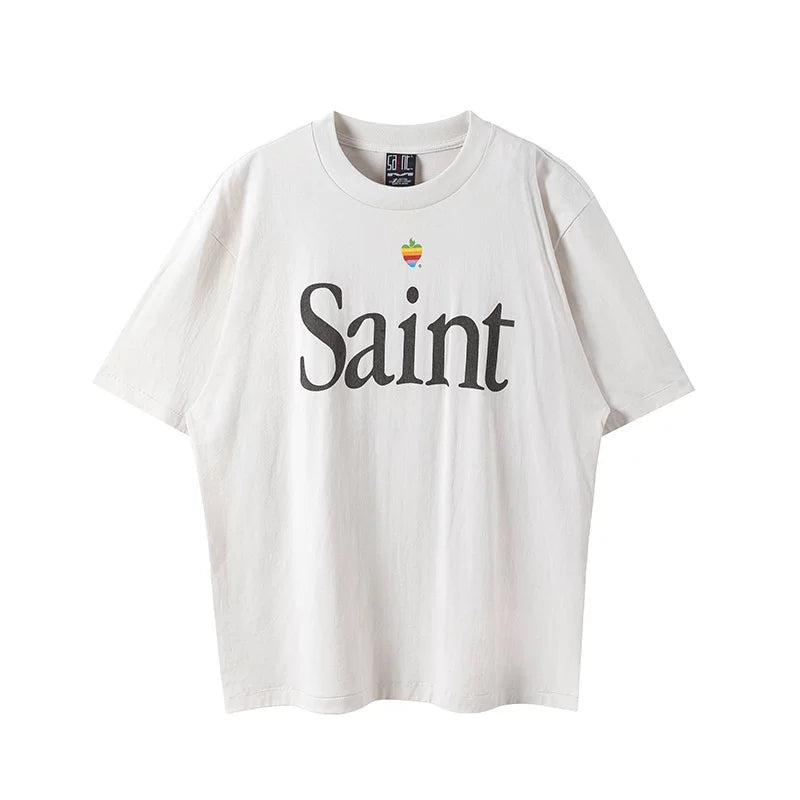 Saint Michael "Saint" Logo & Apple Vintage T-Shirt - Off-White