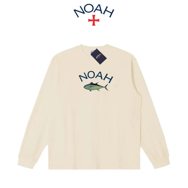 NOAH BWCJ Tuna Autumn American Trendy Brand Pure Cotton Loose Couple Long Sleeve T-shirt Base Shirt for Men and Women