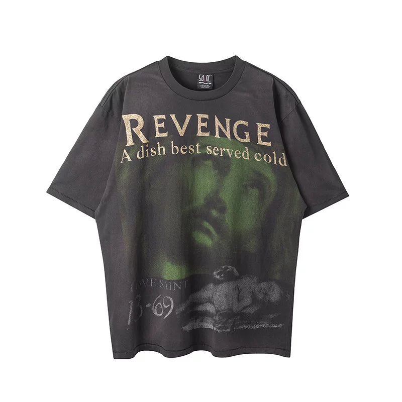 Saint Michael "REVENGE" Portrait Vintage T-Shirt - Black