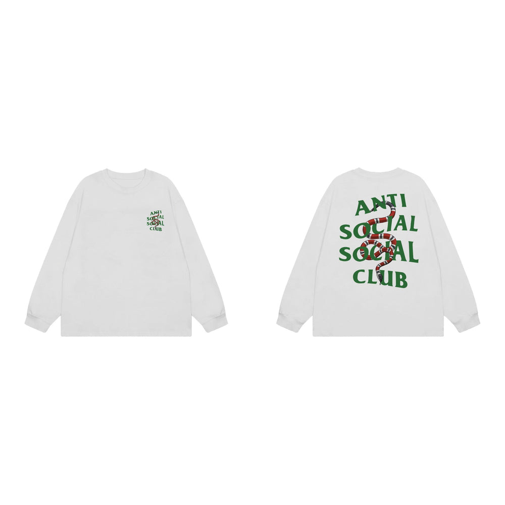 Anti Social Social Club Snake Green Logo Long Sleeve T-Shirt - White