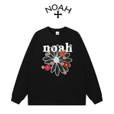 NOAH Spring and Autumn Small Daisy Letter Printed Round Neck Long Sleeve T-shirt for Men and Women, American Couple, Pure Cotton Loose Top