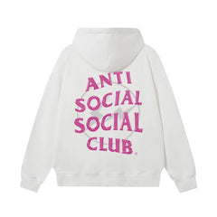 Anti Social Social Club Pink Lightning Circle Logo Hoodie - White