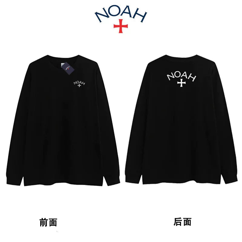 NOAH BWCJ新款潮牌美式休闲十字重磅纯棉长袖T恤男女情侣装打底衫
