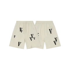 Vlone All-Over Multi-V Graphic Sweatshorts - Off-White/Black