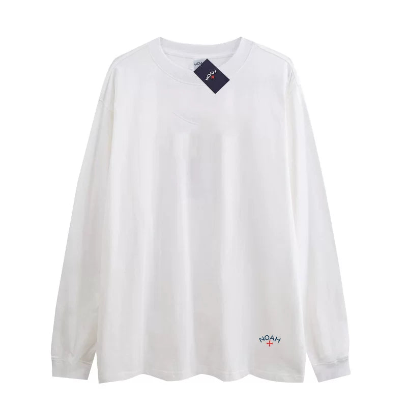 NOAH BWCJ niche American fashion brand top small label cross pure cotton couple's base long sleeved T-shirt for men and women