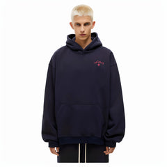 NOAH MARS niche trendy brand first generation cross autumn and winter American navy blue and velvet splicing hooded sweatshirt for men