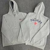 NOAH MARS niche trend brand embroidered small logo cross hooded sweatshirt cardigan trendy gray zipper jacket