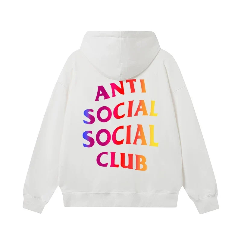 Anti Social Social Club Gradient Rainbow Logo Hoodie - White