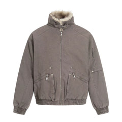 NOAH MARS American casual old money style stand up collar winter warm cotton coat seat mountain carved fur collar jacket cotton coat men