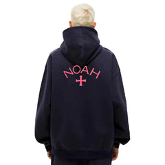 NOAH MARS niche trendy brand first generation cross autumn and winter American navy blue and velvet splicing hooded sweatshirt for men