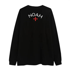NOAH BWCJ European and American trendy brand loose cross print long sleeved T-shirt for men and women, heavy-duty pure cotton couple base shirt