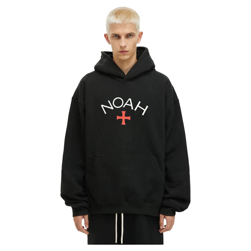 NOAH MARS niche trendy brand Black Soul Cross American casual loose thread splicing trendy hooded sweatshirt