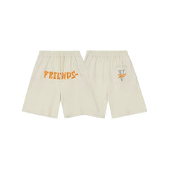 Vlone "FRIENDS-" Graphic Sweatshorts - Off-White/Orange