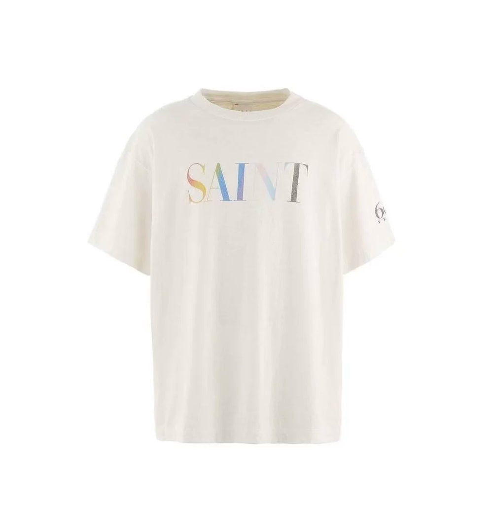 Saint Michael Multi-Color Gradient Logo Vintage T-Shirt - Off-White