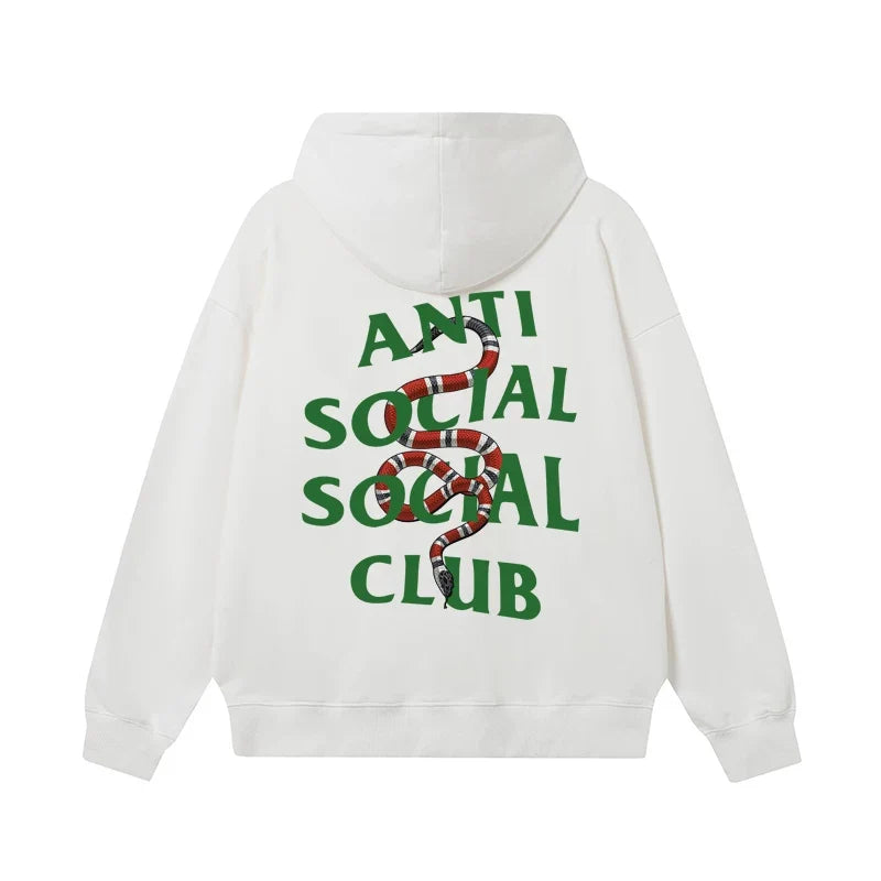 Anti Social Social Club Snake Green Logo Hoodie - White
