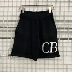 Cole Buxton Black Side Italic CB Logo Shorts