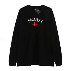NOAH NYC CORE first generation cross logo round neck pullover long sleeved T-shirt for couples, simple base shirt for men and women