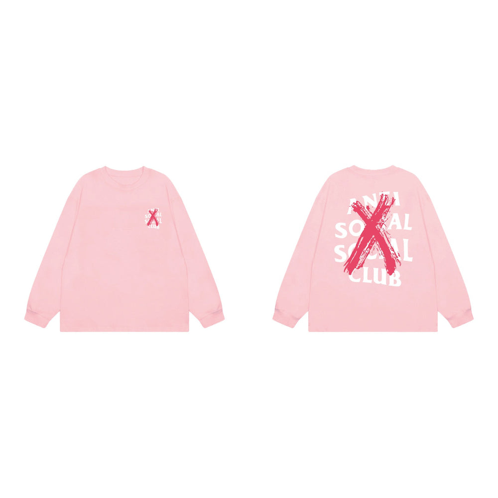 Anti Social Social Club X-Cross Red Logo Long Sleeve T-Shirt - Pink
