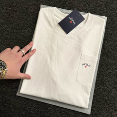 NOAH MARS niche trendy brand pocket small label cross simple American casual pure cotton trendy short sleeved T-shirt for men