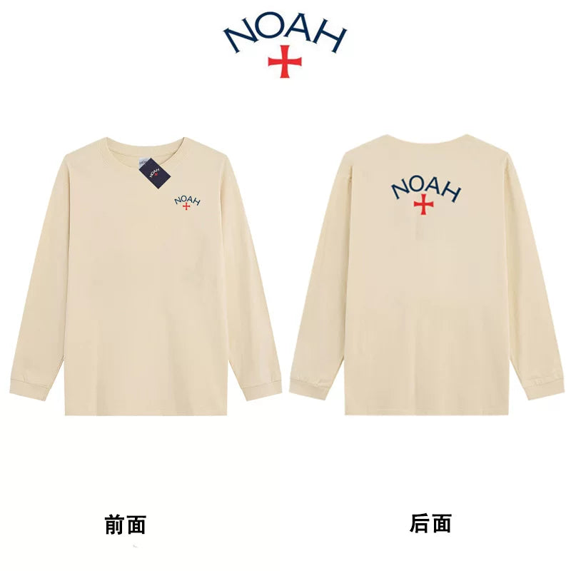 NOAH BWCJ十字架印花长袖T恤男女秋季潮牌宽松情侣重磅纯棉打底衫