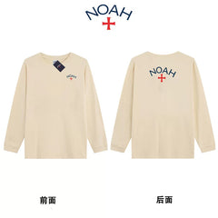 NOAH BWCJ European and American trendy brand loose cross print long sleeved T-shirt for men and women, heavy-duty pure cotton couple base shirt