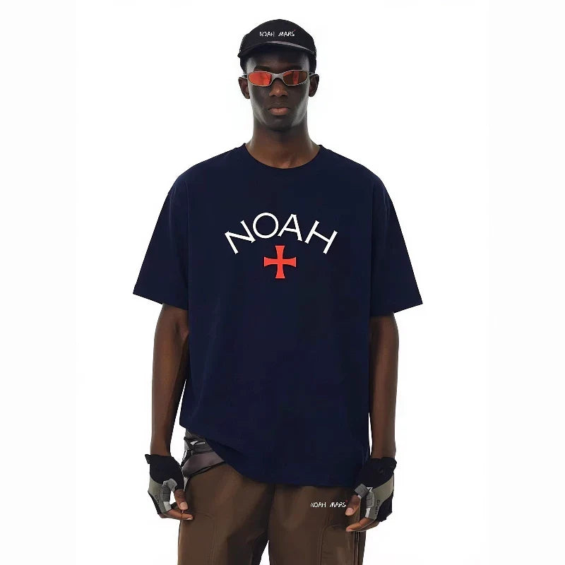 NOAH MARS First Generation Tibetan Blue Cross Trendy Brand Loose Rest Simple Street Trendy Short Sleeve T-shirt