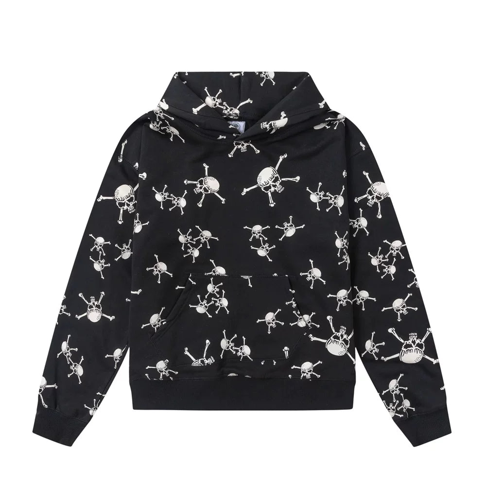Saint Michael All-Over Skull Print Hoodie - Black