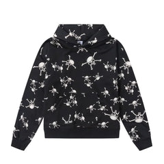Saint Michael All-Over Skull Print Hoodie - Black