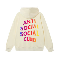 Anti Social Social Club Gradient Rainbow Logo Hoodie - Cream