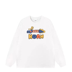 NOAH American Trendy Brand Spring and Autumn New LOGO Cartoon Printed Long sleeved T-shirt Men's and Women's Pure Cotton Bottom Shirt Top Clothes