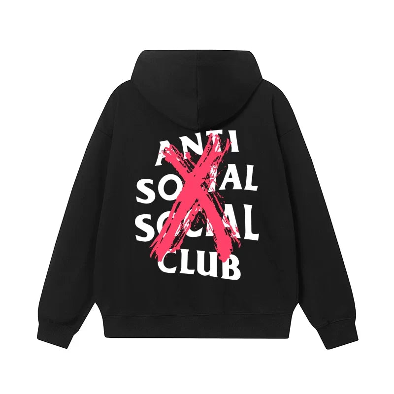 Anti Social Social Club Red X-Cross Logo Hoodie - Black
