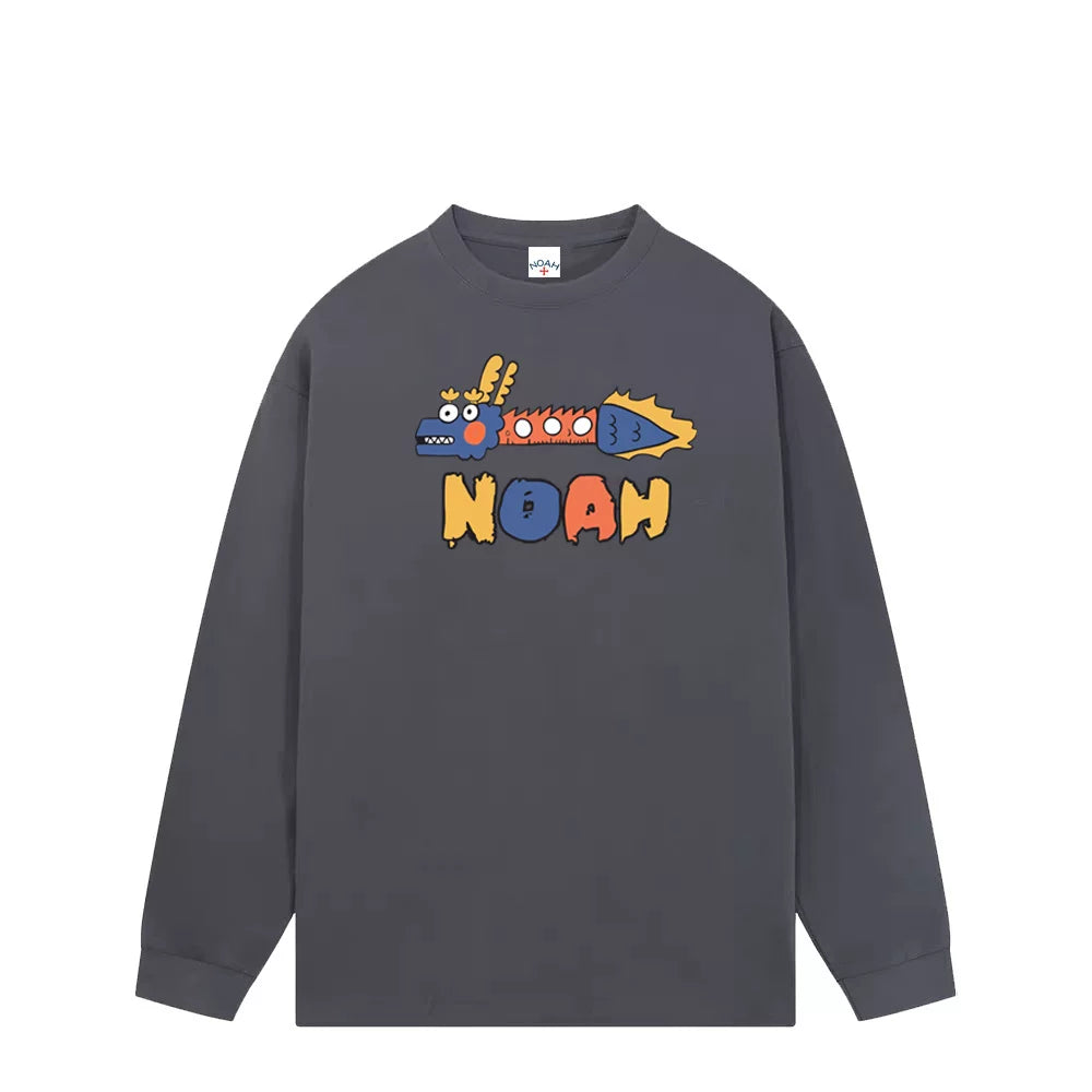 NOAH American Trendy Brand Spring and Autumn New LOGO Cartoon Printed Long sleeved T-shirt Men's and Women's Pure Cotton Bottom Shirt Top Clothes