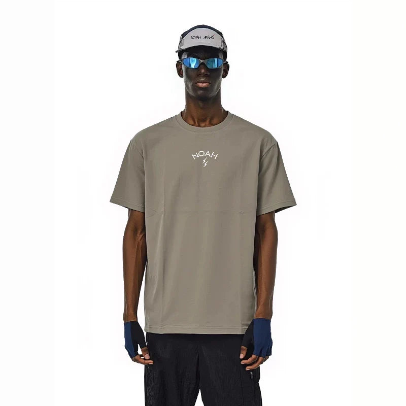 NOAH MARS niche trend brand matcha gray lightning small label American casual antibacterial all cotton versatile short sleeved T-shirt for men