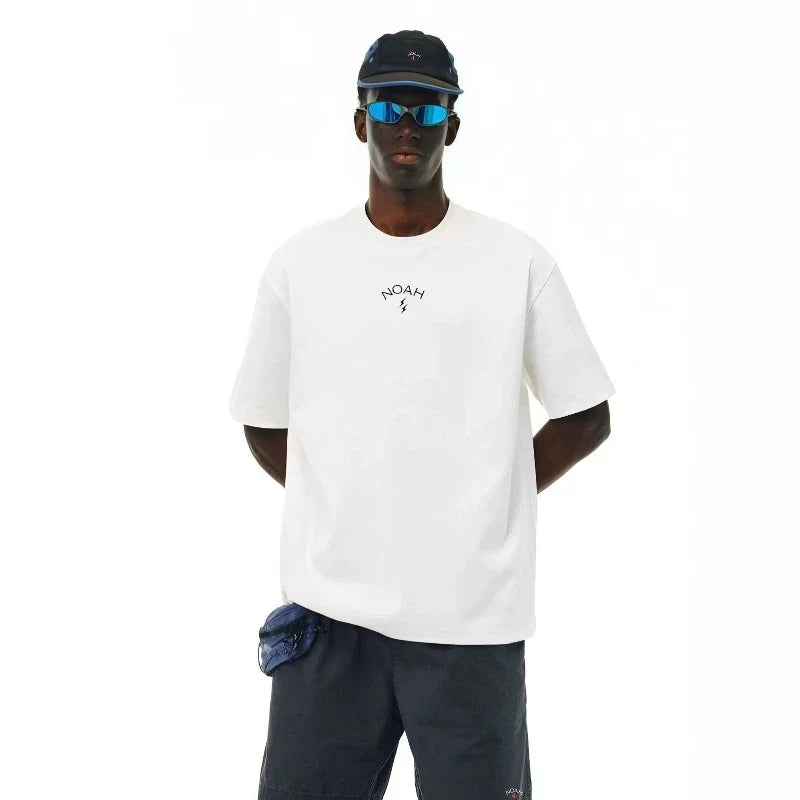 NOAH MARS Small Fashion Brand Chest Lightning Small Standard American Leisure China-Chic Men's Loose Couple Short Sleeve T-shirt